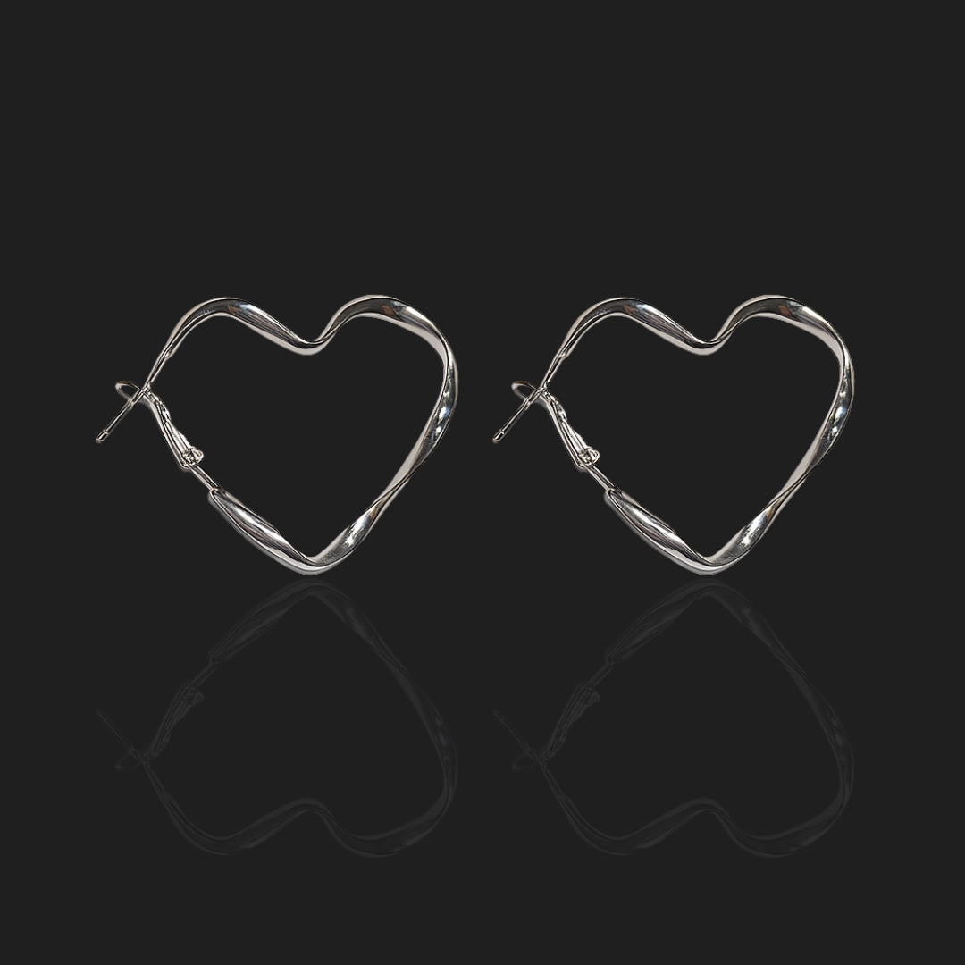 Korean Styled Twisted Heart Earrings
