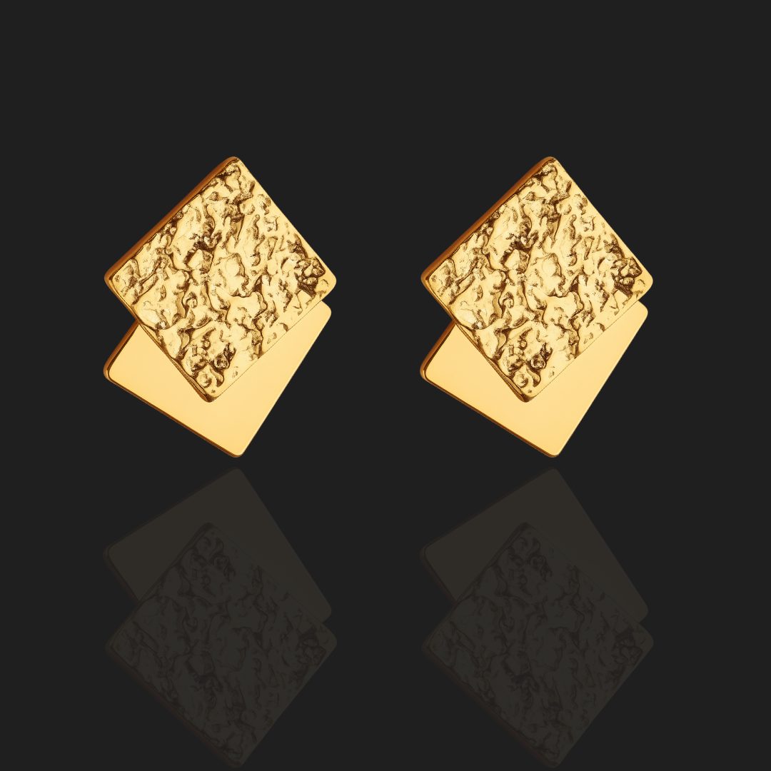 Hammered Double Square Earrings