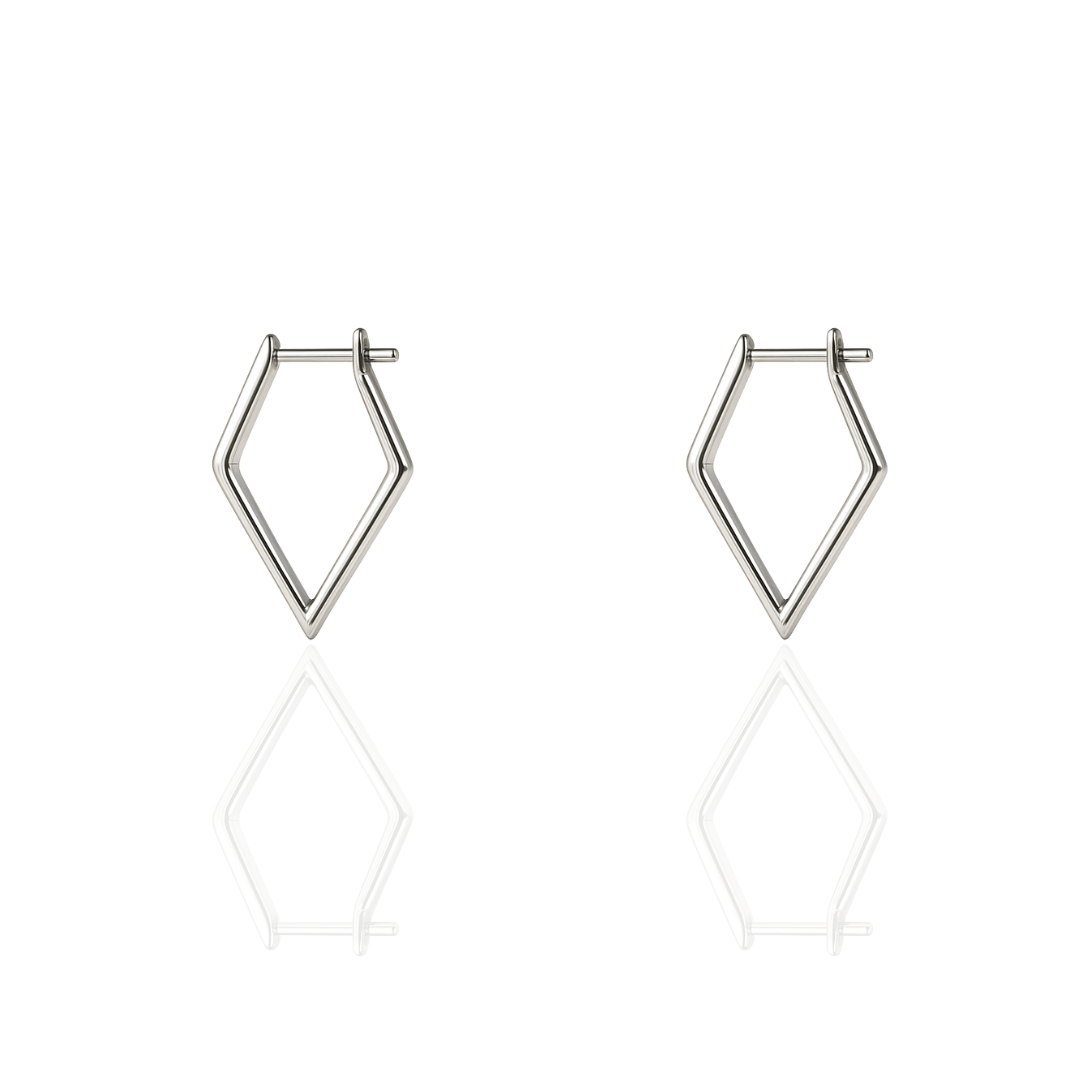 Sterling Silver Sleek Pentagon Hoops