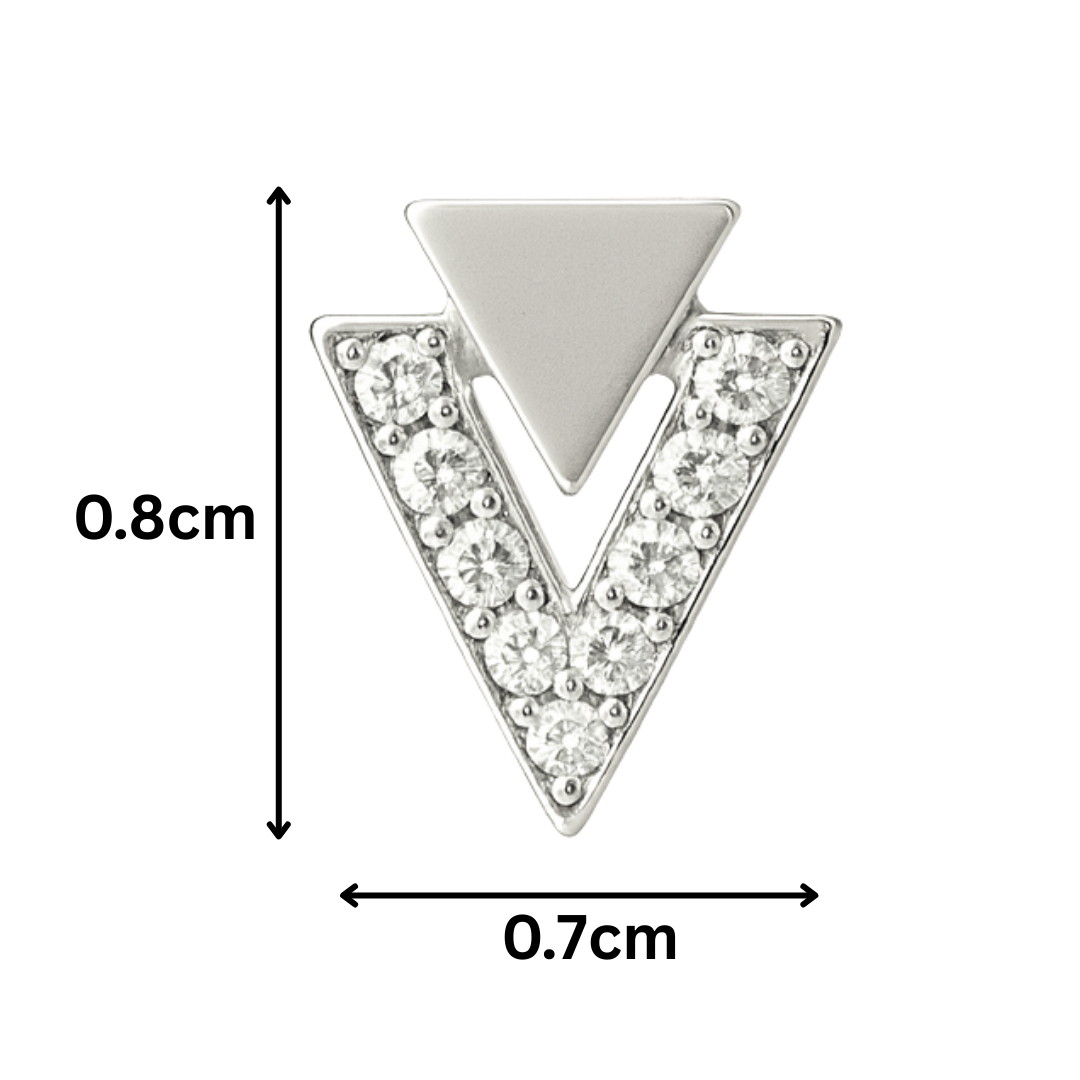 Sterling Silver Crystal Triangle Studs