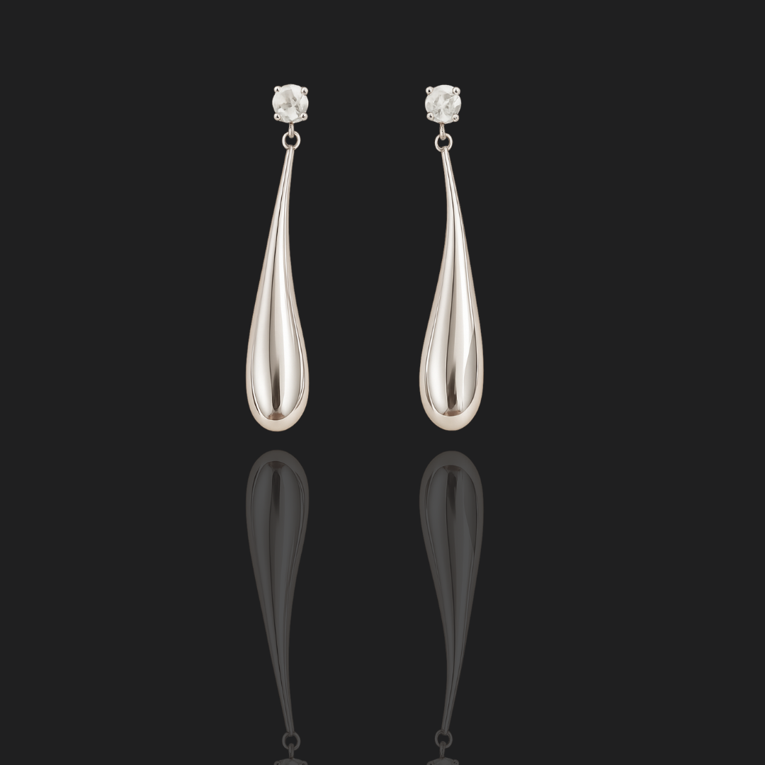 Silver Teardrop Dangle Earrings