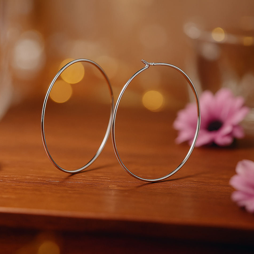 Silver Wide Sleek Hoop Earrings