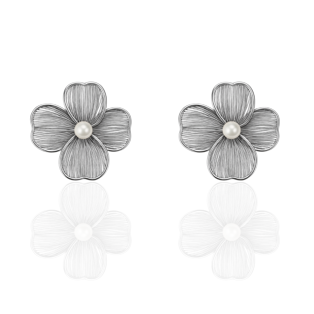 Pearl Blossom Korean Earrings
