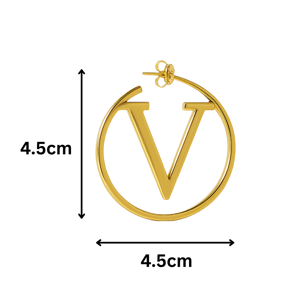 V Initialed Hoop Earrings