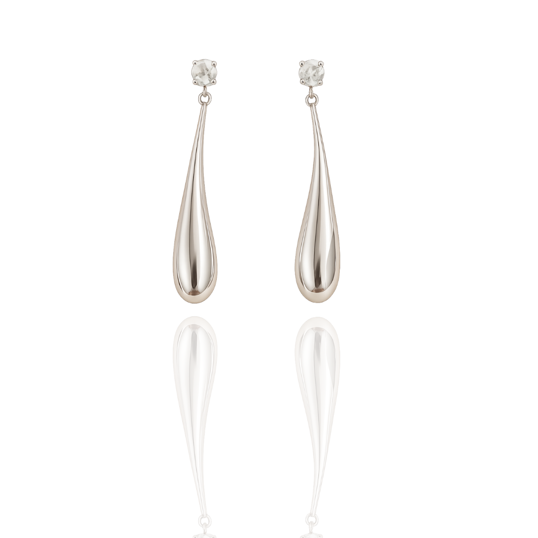 Silver Teardrop Dangle Earrings