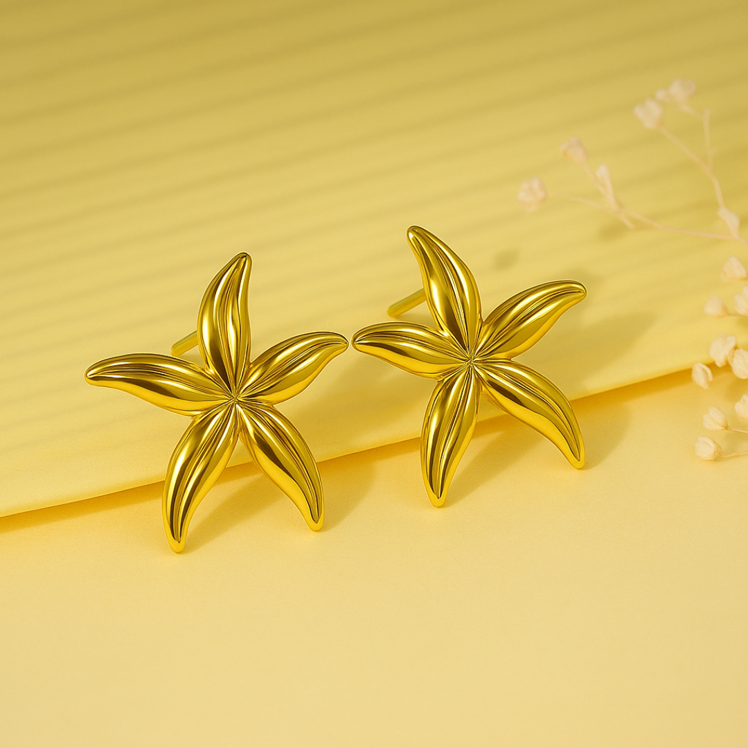 Modern Starfish Stud Earrings