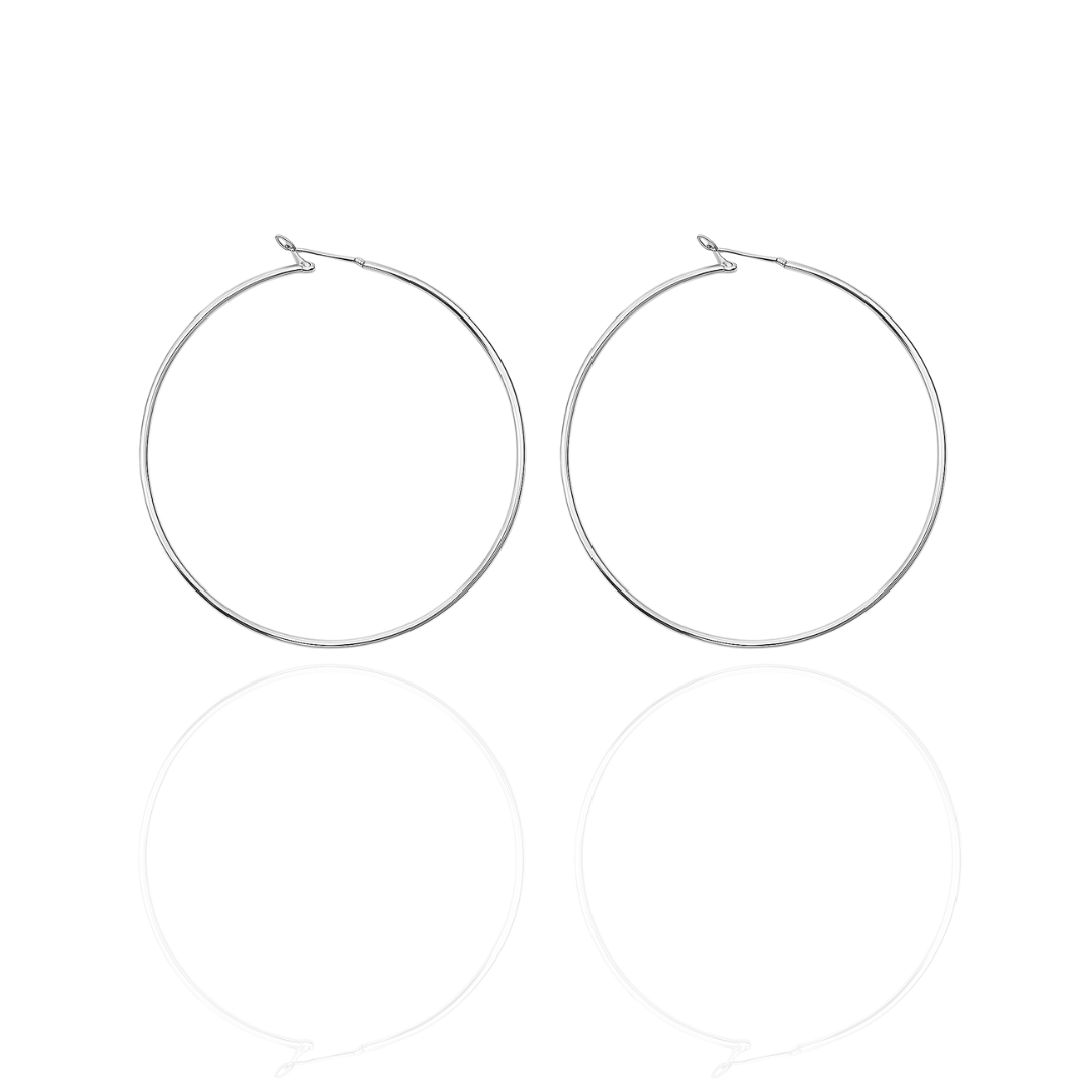 Silver Wide Sleek Hoop Earrings