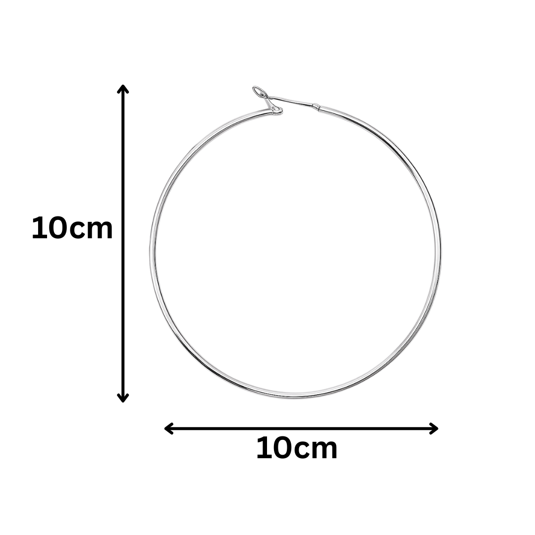Silver Wide Sleek Hoop Earrings