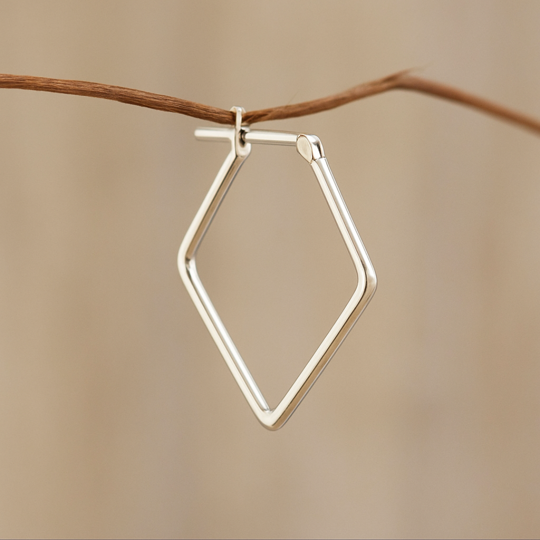 Sterling Silver Sleek Pentagon Hoops