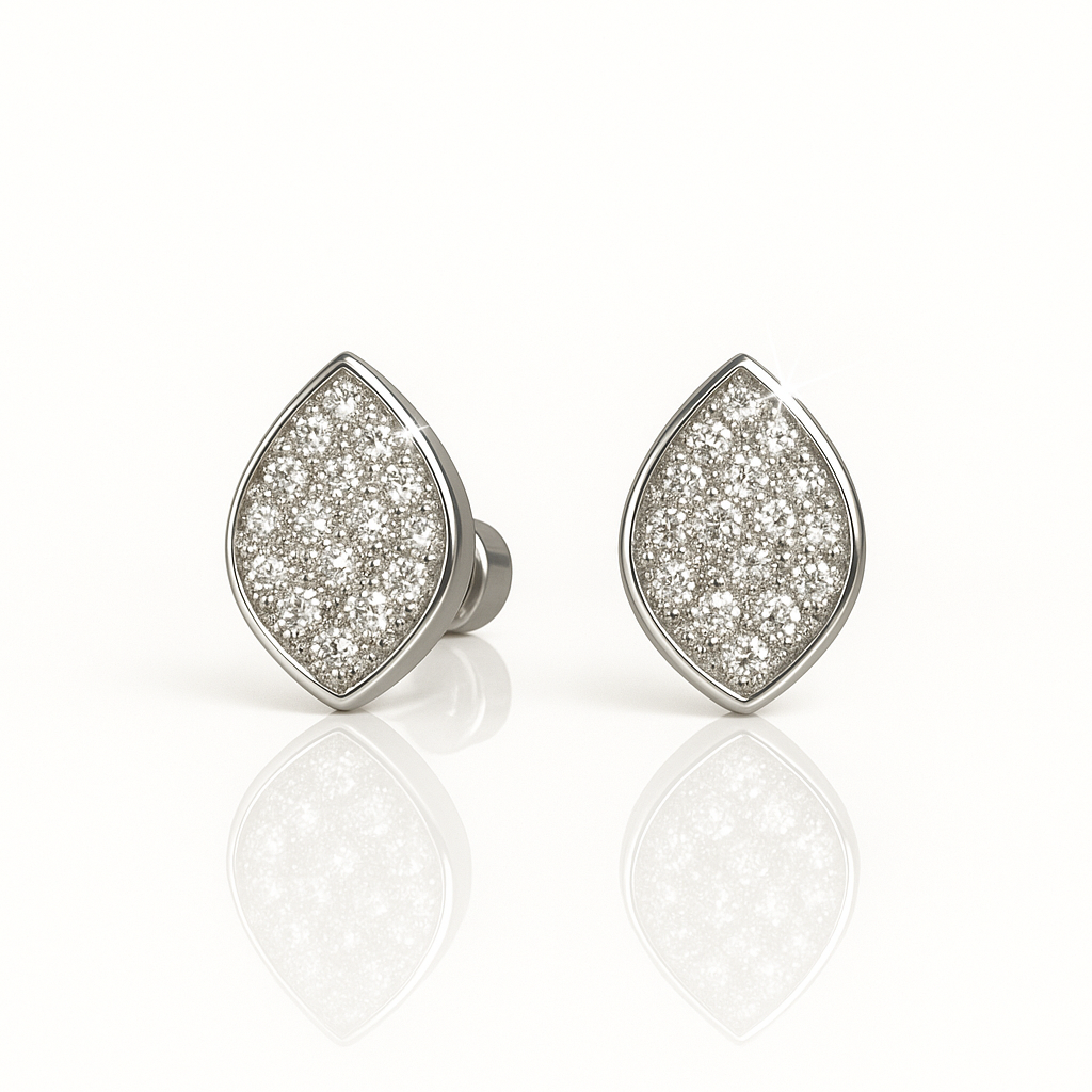 Sterling Silver Chic Marquise-shaped Studs