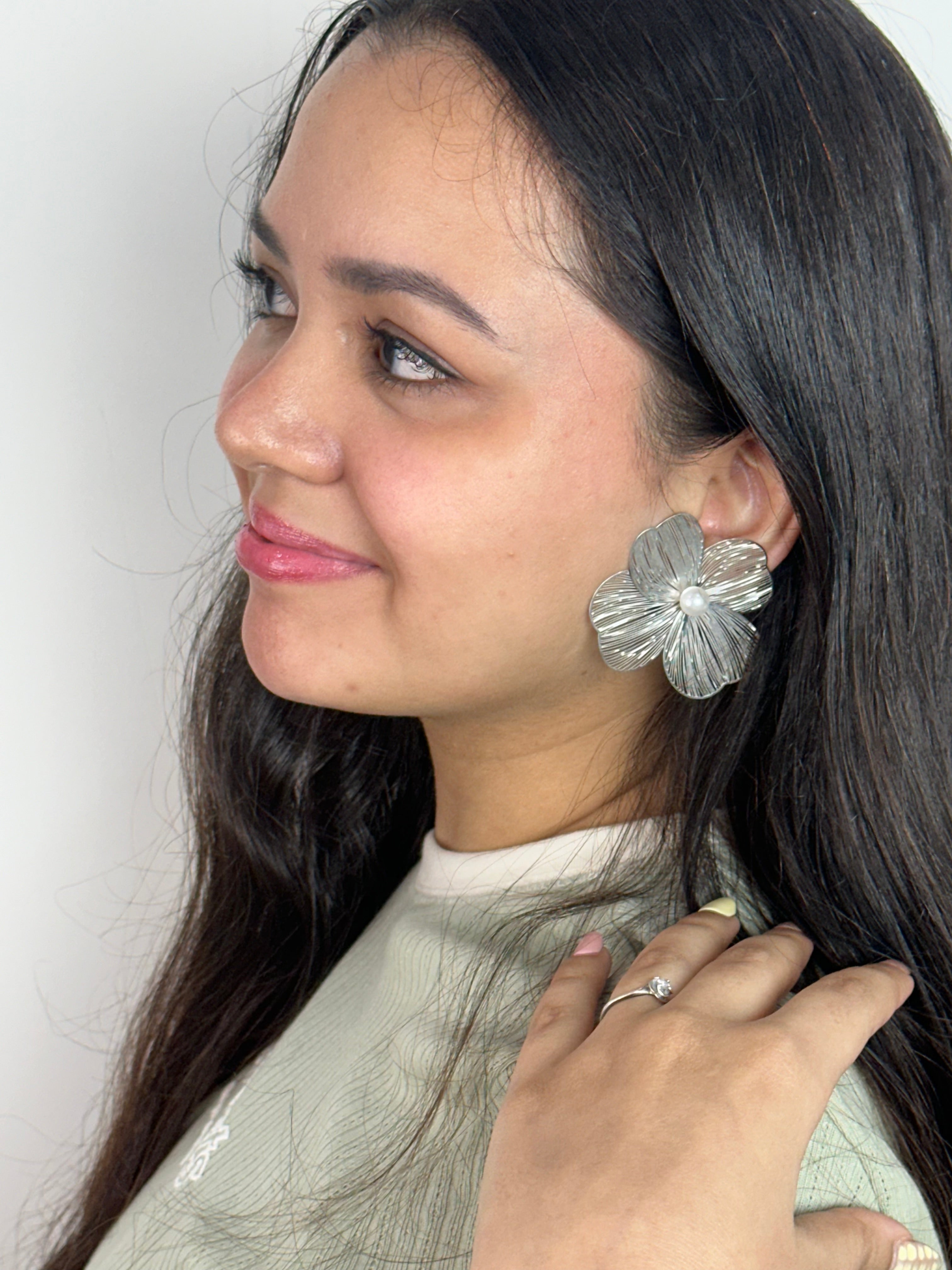 Pearl Blossom Korean Earrings