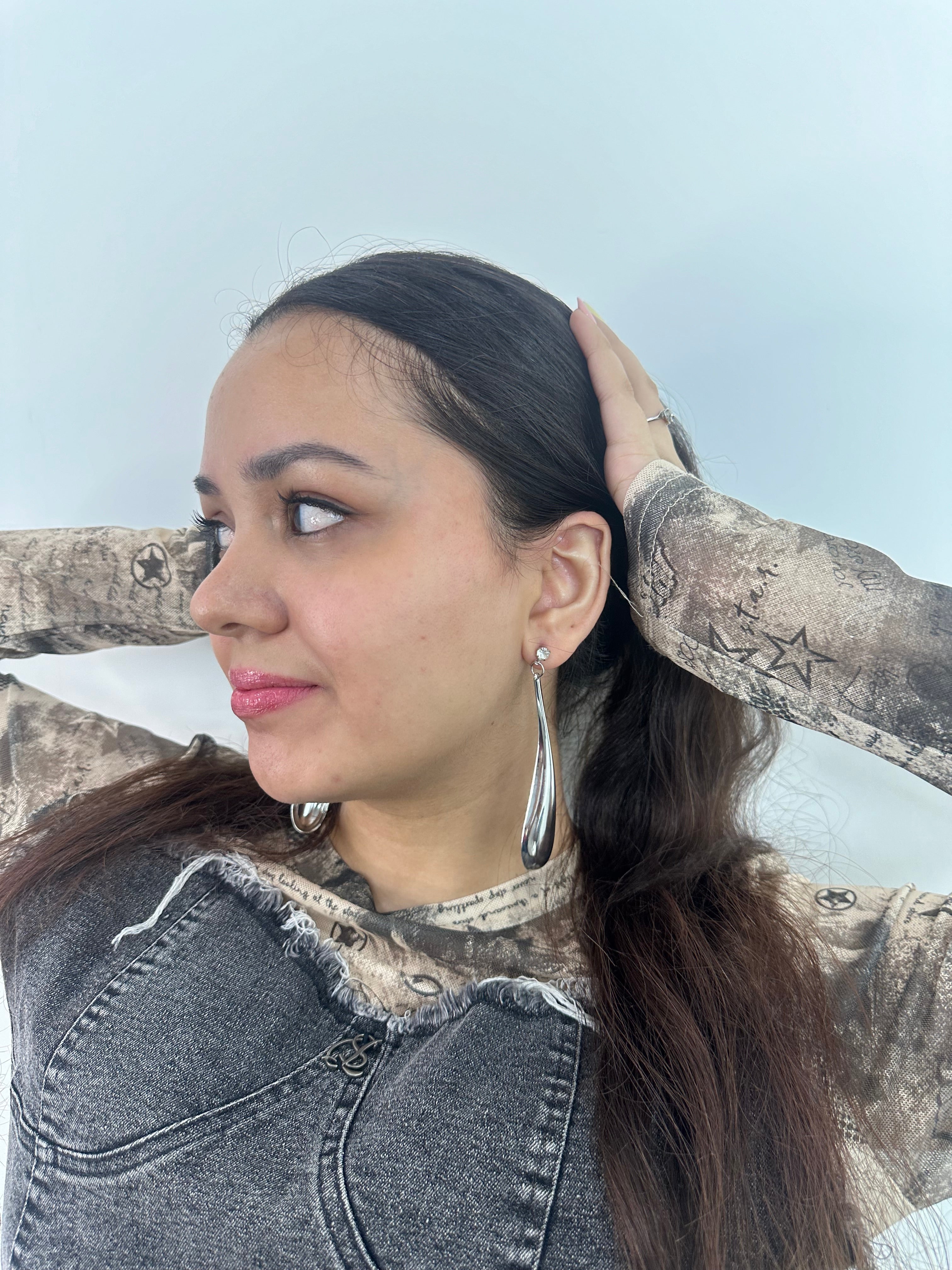 Silver Teardrop Dangle Earrings