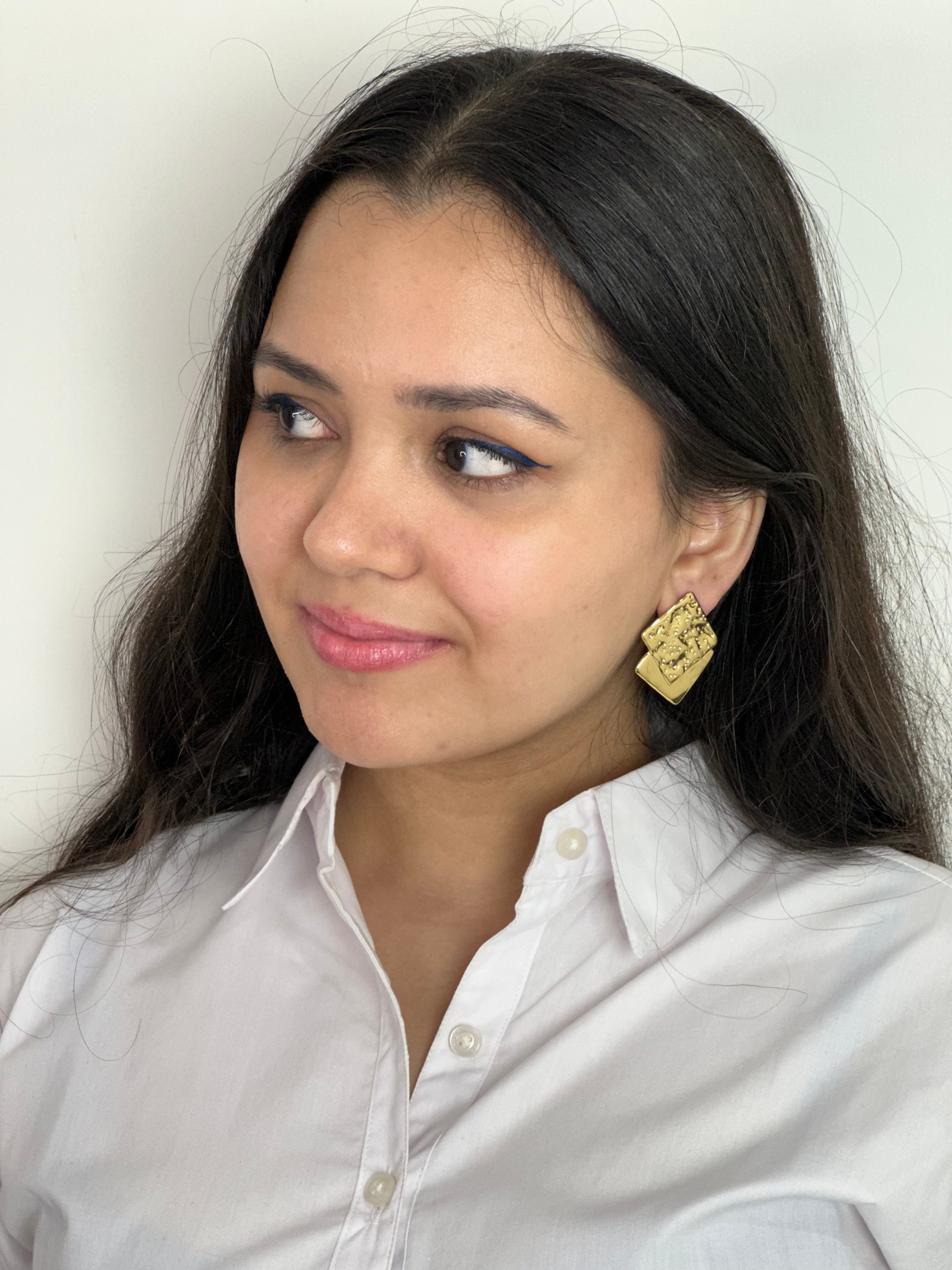 Hammered Double Square Earrings