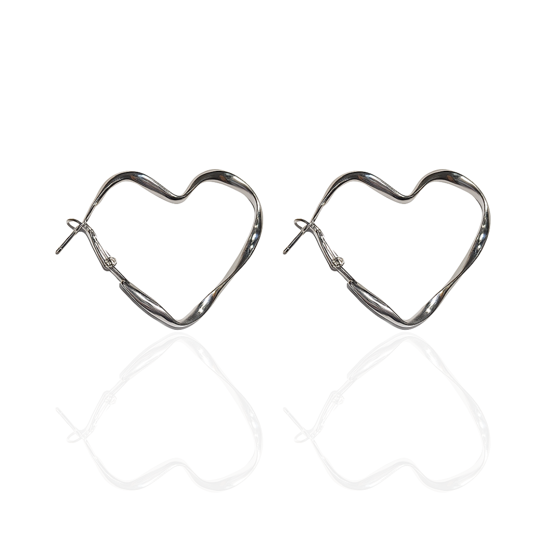 Korean Styled Twisted Heart Earrings