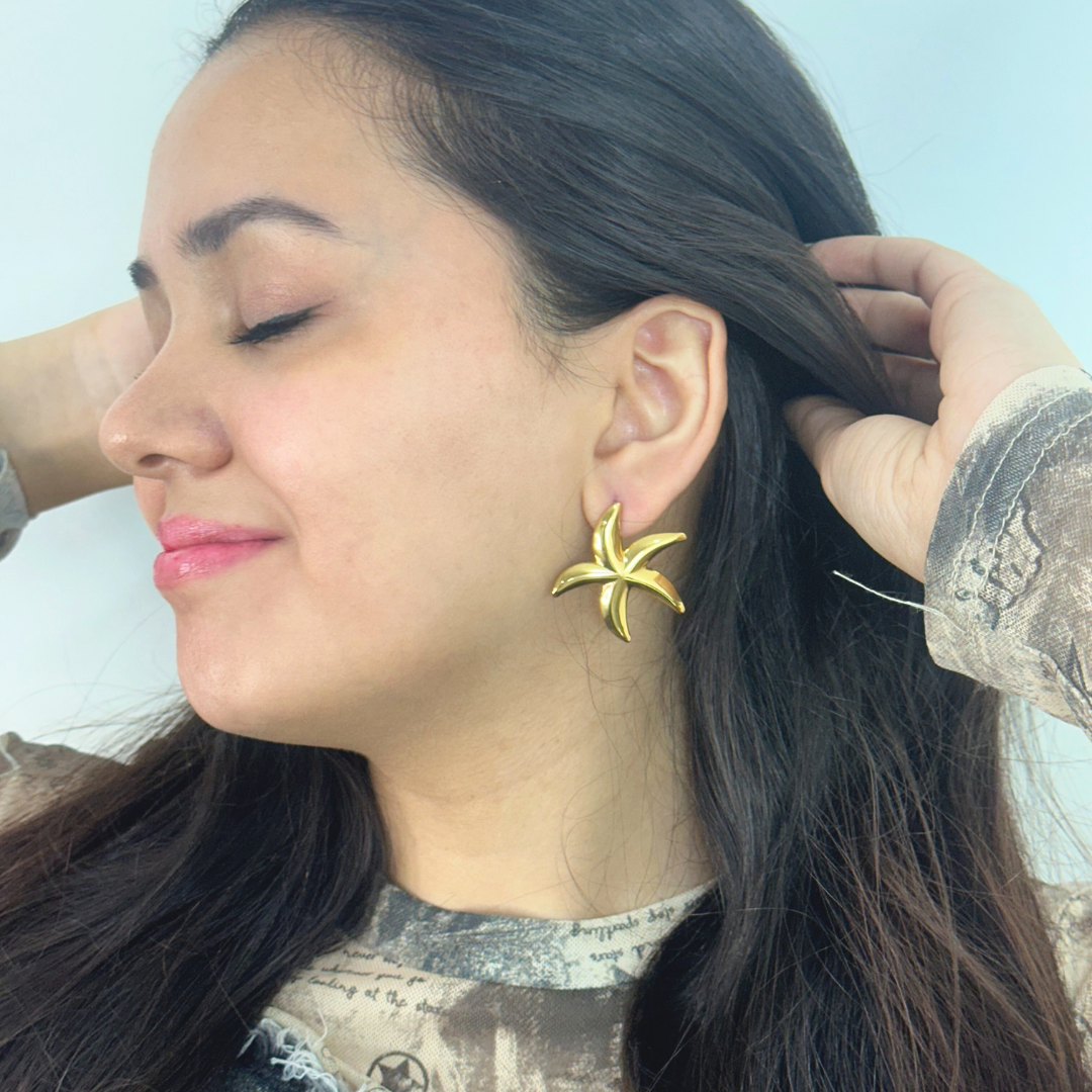 Modern Starfish Stud Earrings