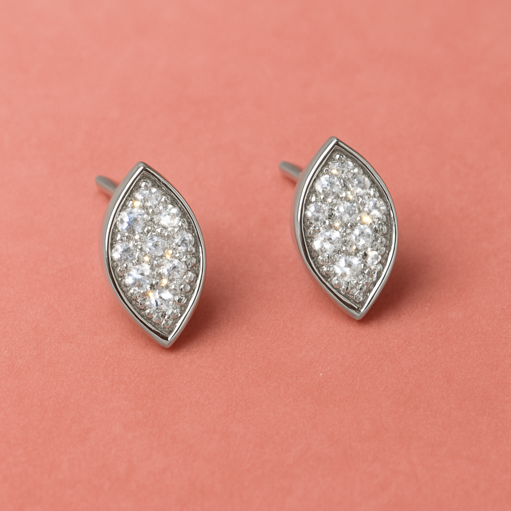 Sterling Silver Chic Marquise-shaped Studs